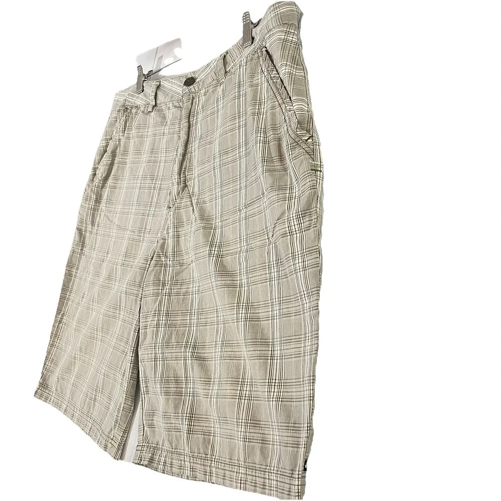 Quicksilver board Shorts Mens 38 white Gray Plaid‎ Chino Flat Front Comfort - Picture 2 of 7